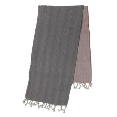 Double Peshtemal Dark Grey - Dusty Rose