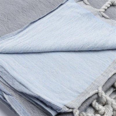 Double Peshtemal Dark Grey - Blue