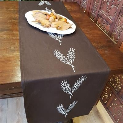 Hand Printed Virgo Runner Brown - White