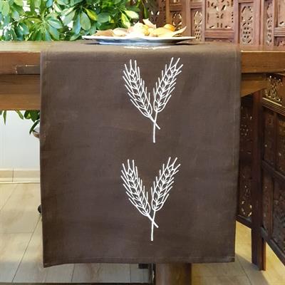 Hand Printed Virgo Runner Brown - White