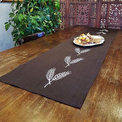Hand Printed Virgo Runner Brown - White