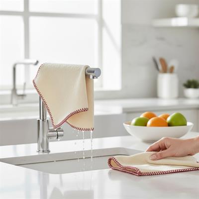 Hand Towel Stitched Peshkir Natural - Bordeaux