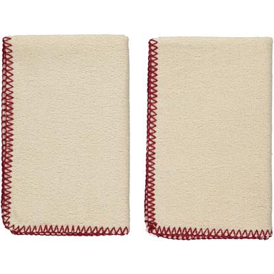 Hand Towel Stitched Peshkir Natural - Bordeaux