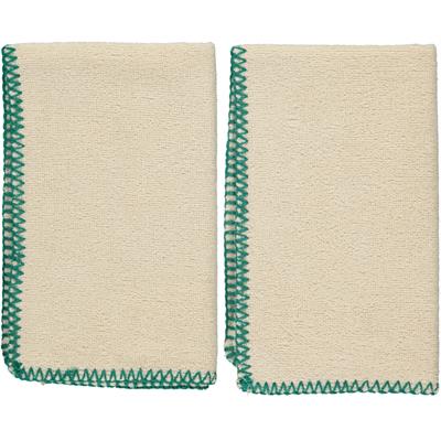 Hand Towel Stitched Peshkir Natural - Fanfare Green