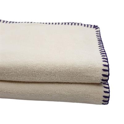Hand Towel Stitched Peshkir Natural - Dark Purple