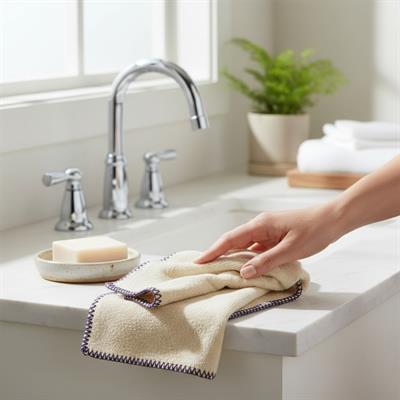 Hand Towel Stitched Peshkir Natural - Dark Purple