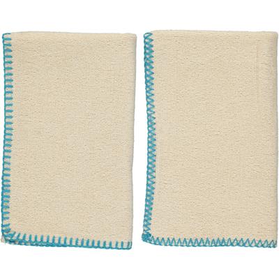 Hand Towel Stitched Peshkir Natural - Turquoise