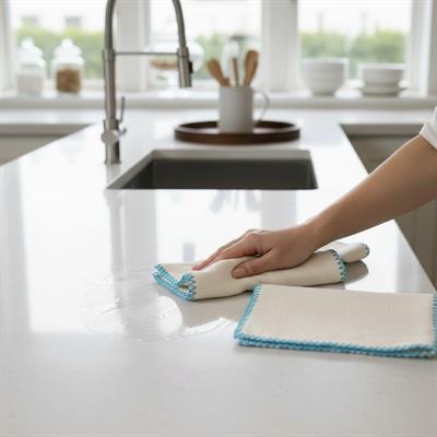 Hand Towel Stitched Peshkir Natural - Turquoise