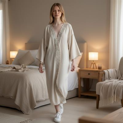 Hand Crochet Dressing Gown Natural