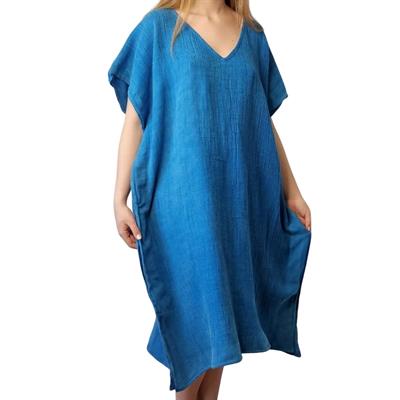 Wafer V Neck Tunic Petrol Blue