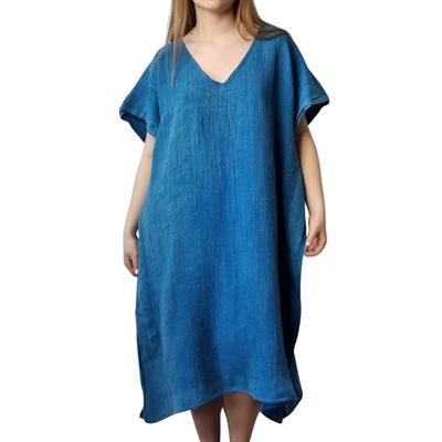 Wafer V Neck Tunic Petrol Blue