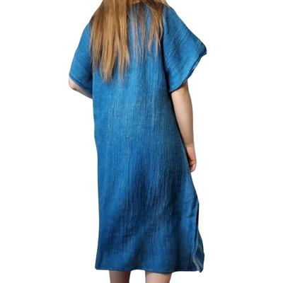 Wafer V Neck Tunic Petrol Blue