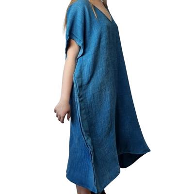 Wafer V Neck Tunic Petrol Blue