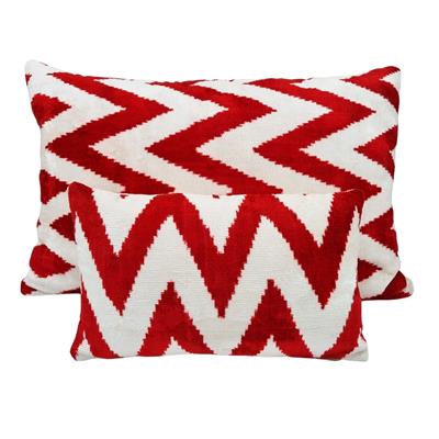 Ikat Ikat Cushion Cover Red Zıgzag