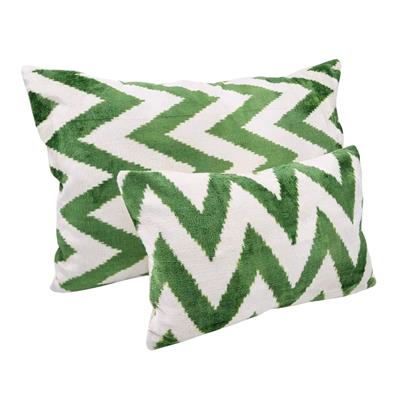 Ikat Ikat Cushion Cover Green Zıgzag