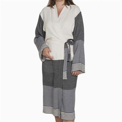 Twin Sultan Bathrobe Kimono Black - Dark Grey - Natural