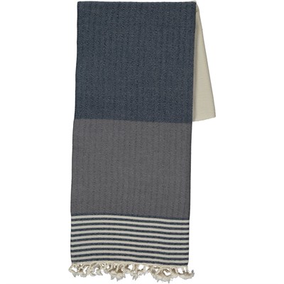 Twin Sultan Peshtemal Navy - Dark Grey - Natural