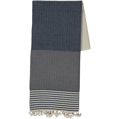 Twin Sultan Peshtemal Navy - Dark Grey - Natural