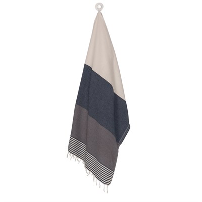 Twin Sultan Peshtemal Navy - Dark Grey - Natural