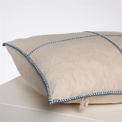Patchwork Classic Cushion Cover Natural - Dark Blue