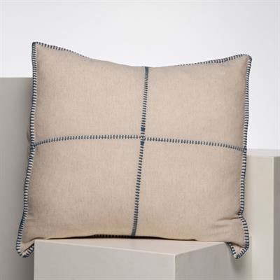 Patchwork Classic Cushion Cover Natural - Dark Blue