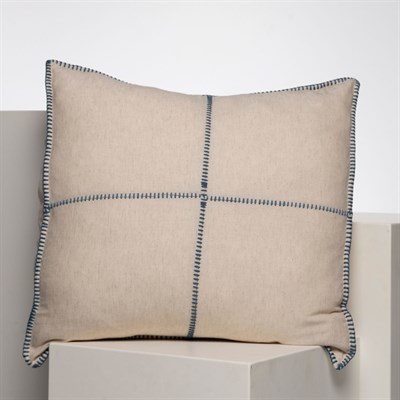 Patchwork Classic Cushion Cover Natural - Dark Blue