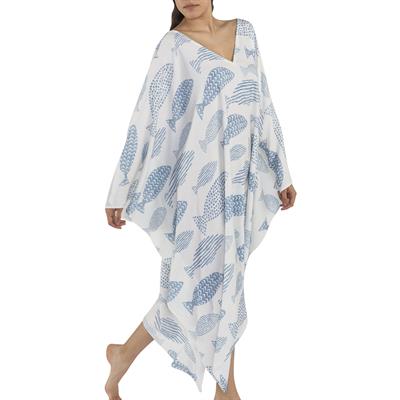 Krem Sultan Printed Tunic Blue Fish