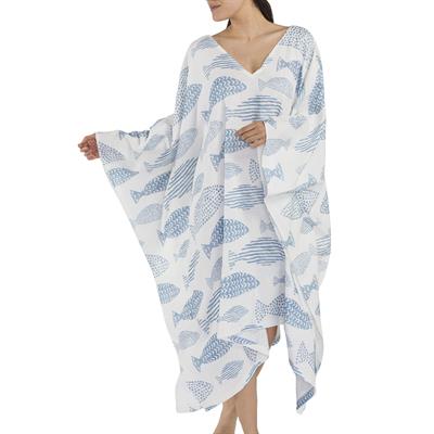 Krem Sultan Printed Tunic Blue Fish