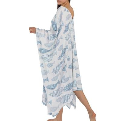 Krem Sultan Printed Tunic Blue Fish