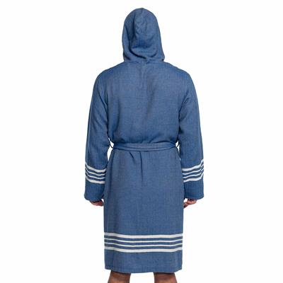 Krem Sultan Double Bathrobe with Hood Royal Blue