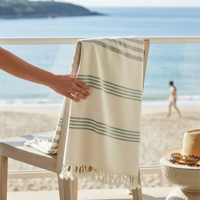 Krem Sultan Fun Peshtemal Almond Green - Light Grey - Natural