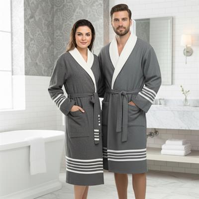 Krem Sultan Bathrobe with Terry Lining Black