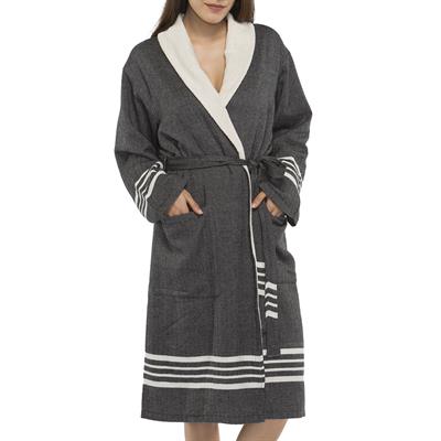 Krem Sultan Bathrobe with Terry Lining Black