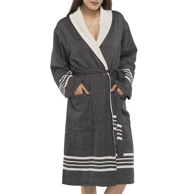 Krem Sultan Bathrobe with Terry Lining Black