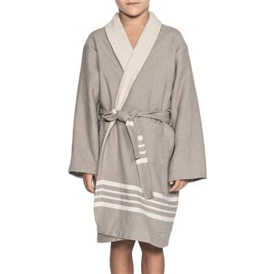 Krem Sultan with Terry Lining Kids Bathrobe Light Grey