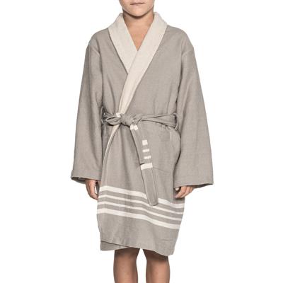 Krem Sultan with Terry Lining Kids Bathrobe Light Grey