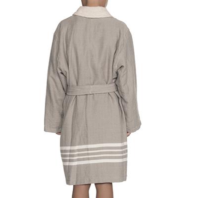 Krem Sultan with Terry Lining Kids Bathrobe Light Grey