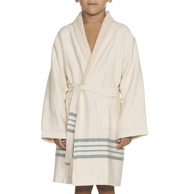 Krem Sultan with Terry Lining Kids Bathrobe Natural - Almond Green