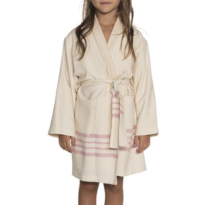 Krem Sultan with Terry Lining Kids Bathrobe Natural - Rose Pink