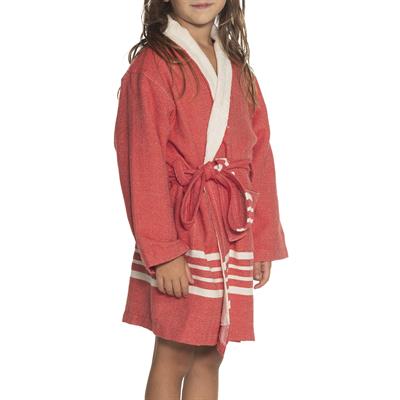 Krem Sultan with Terry Lining Kids Bathrobe Red