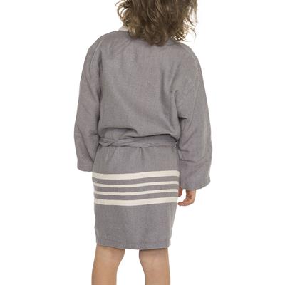 Krem Sultan with Terry Lining Kids Bathrobe Dark Grey