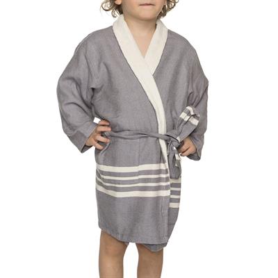 Krem Sultan with Terry Lining Kids Bathrobe Dark Grey