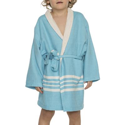 Krem Sultan with Terry Lining Kids Bathrobe Turquoise