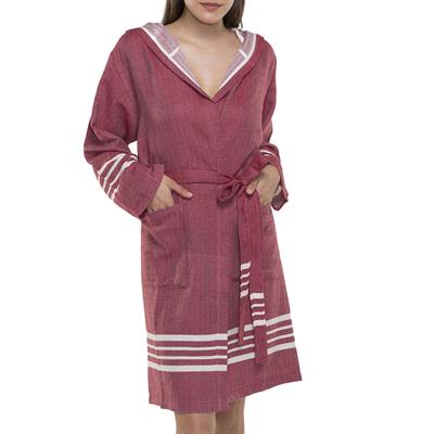Krem Sultan Bathrobe with Hood Bordeaux