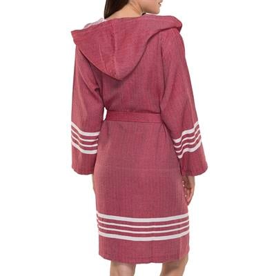 Krem Sultan Bathrobe with Hood Bordeaux