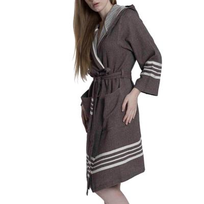 Krem Sultan Bathrobe with Hood Brown