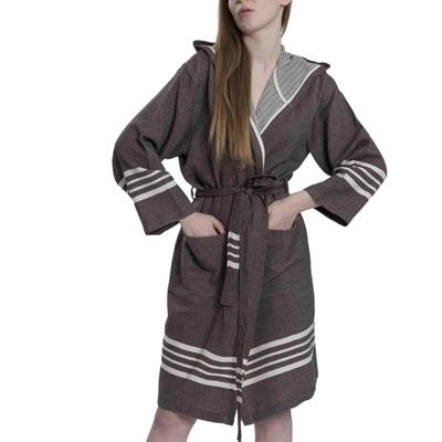 Krem Sultan Bathrobe with Hood Brown