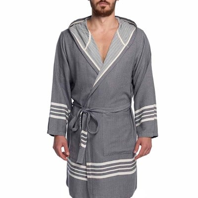Krem Sultan Bathrobe with Hood Dark Grey