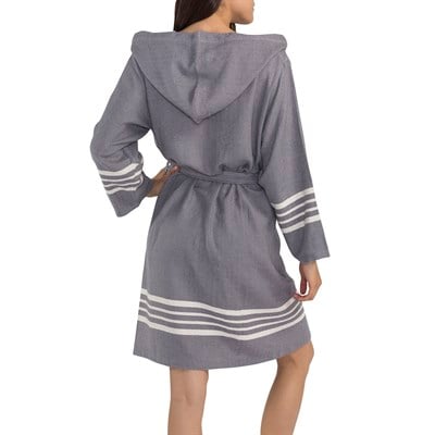 Krem Sultan Bathrobe with Hood Dark Grey