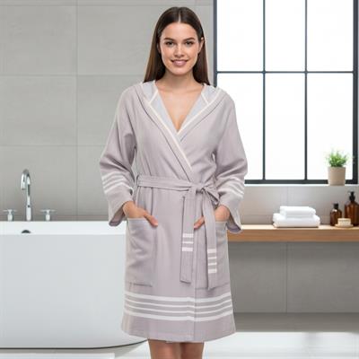 Krem Sultan Bathrobe with Hood Taupe
